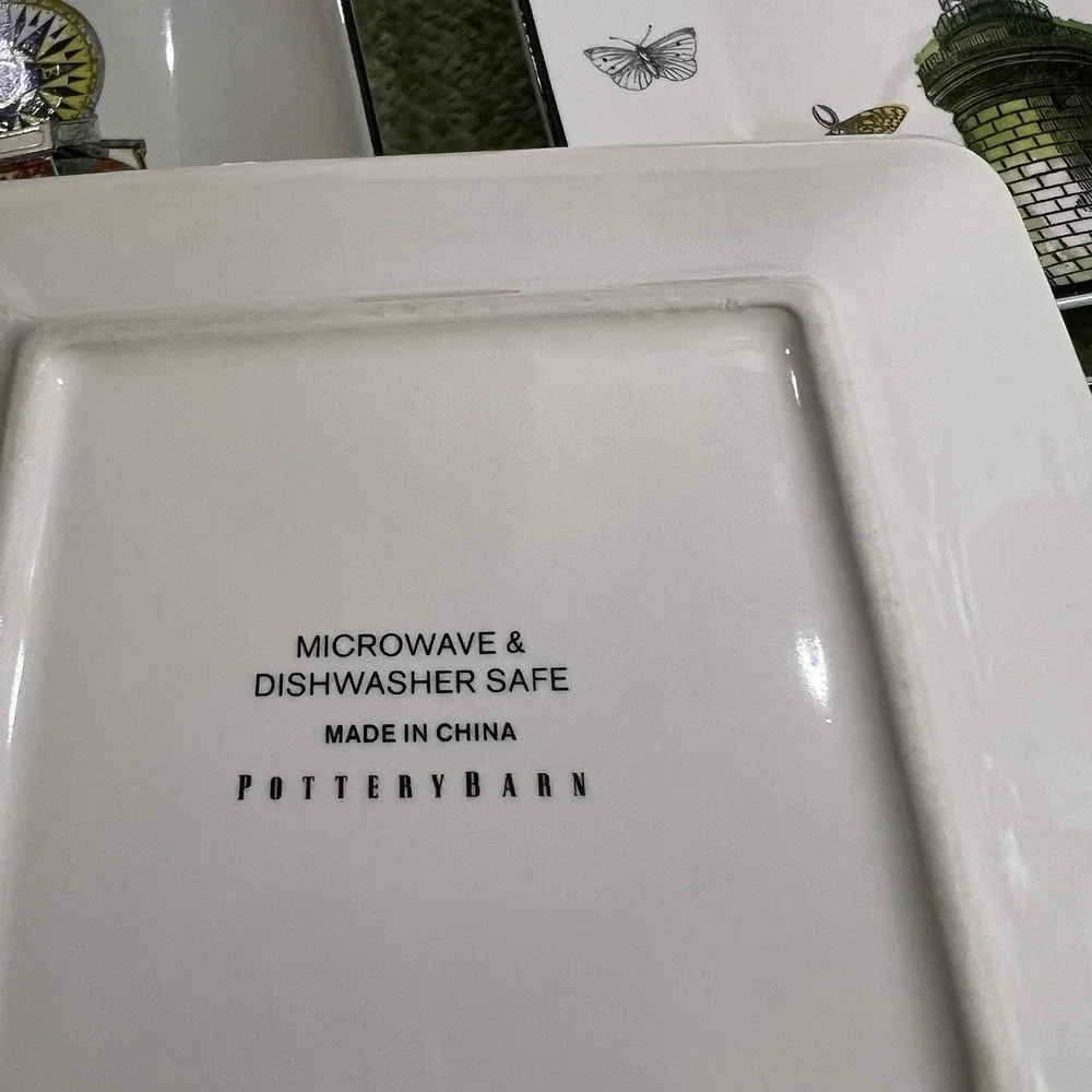 Pottery Barn Cirque Appetizers 6" Square Plates Set Of 4, Whimsical Design - Picture 7 of 9